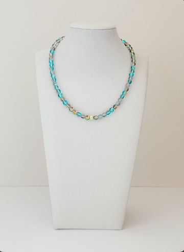 Collar tornasol azul 16" - Esferas
