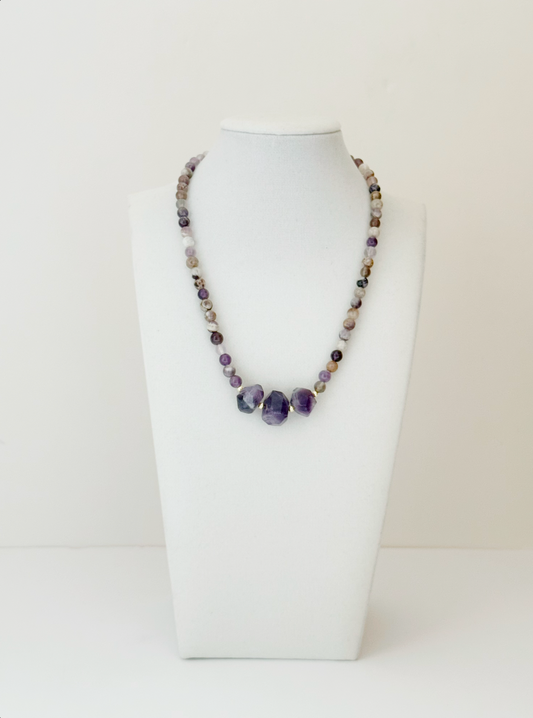 Collar de amatista pura de 16" - Esferas