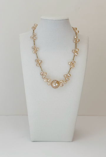 Collar de cristal checo color champán de 40 cm - Esferas
