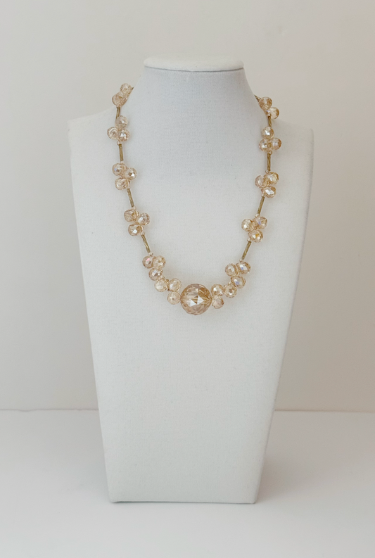 Collar de cristal checo color champán de 40 cm - Esferas