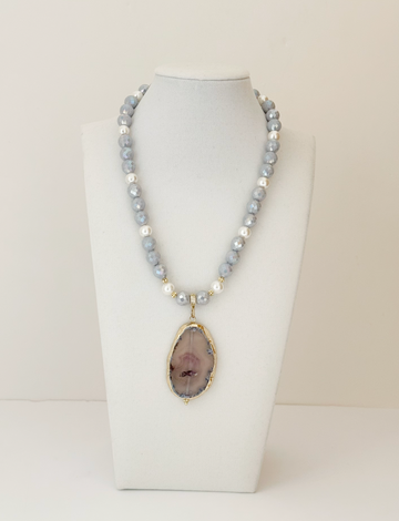 Collar con colgante de ágata con cuentas pequeñas de 44 cm - Esferas