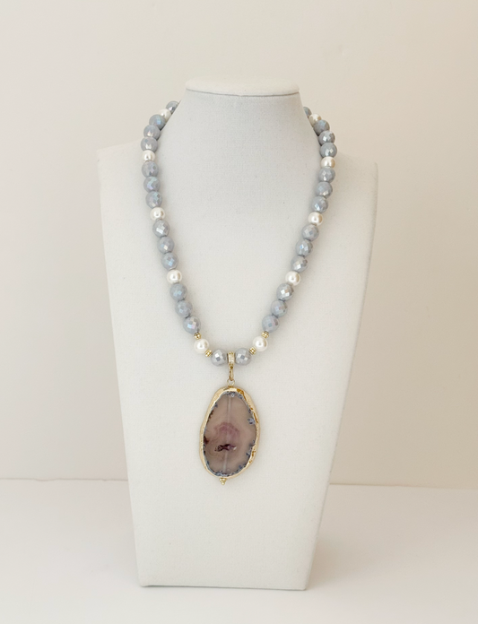 Small beads Agathe pendant necklace 17.5" - Esferas