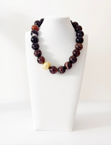 Brown and black with indian bead necklace - Esferas