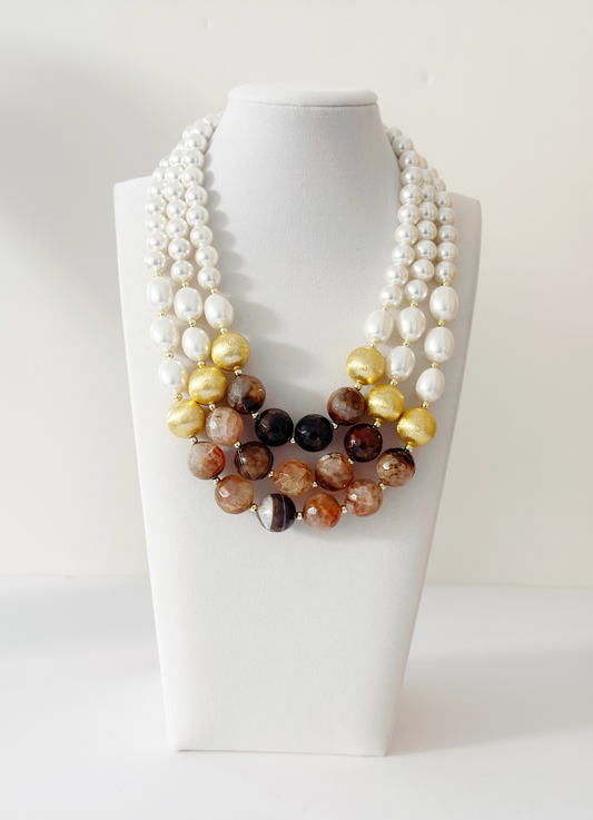 Three layers mix necklaces - Esferas