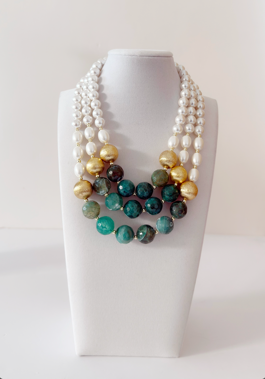 Three layers mix necklaces - Esferas