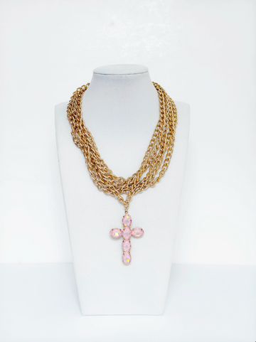Multi-layer gold tone chain necklace - Esferas