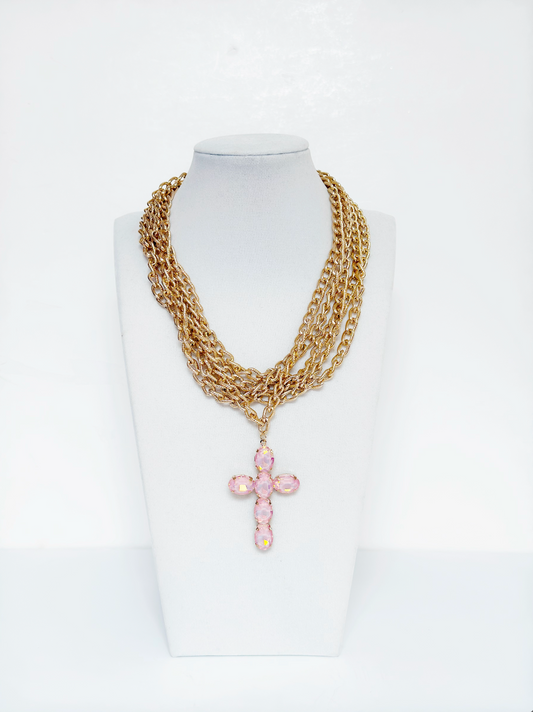 Multi-layer gold tone chain necklace - Esferas