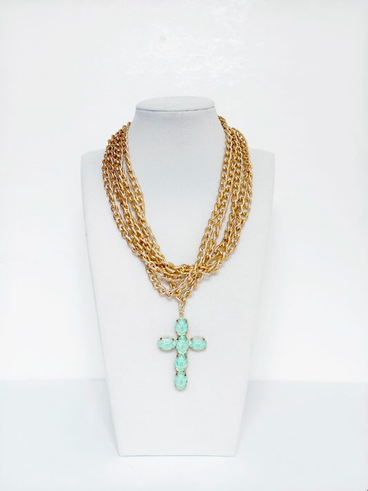 Multi-layer gold tone chain necklace - Esferas