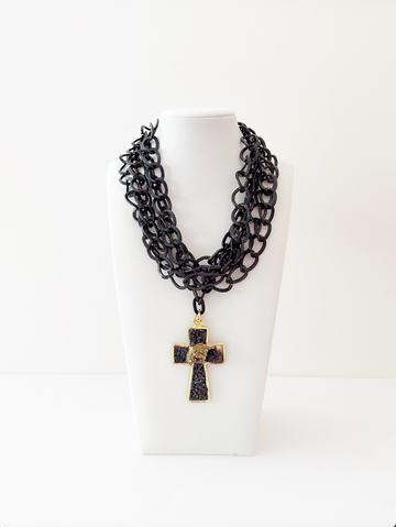 Collar de cadena gruesa negra - Esferas