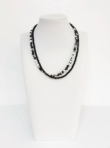 Collar de dos rondeles de ágata negra y blanca - Esferas