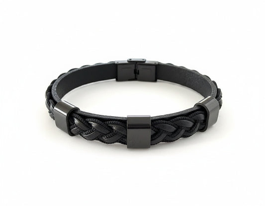 Stainless Steel & Genuine Leather Bracelet – Ivoire