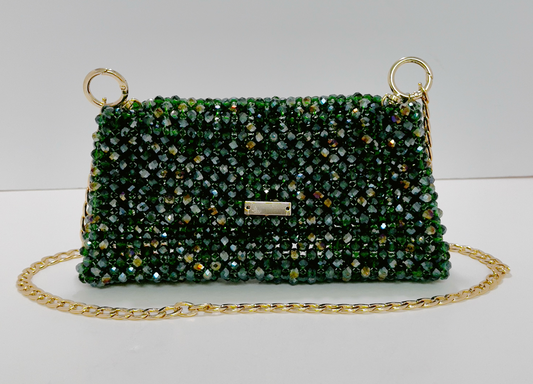 Woven Green Murano Crystal Clutch Bags - Olí
