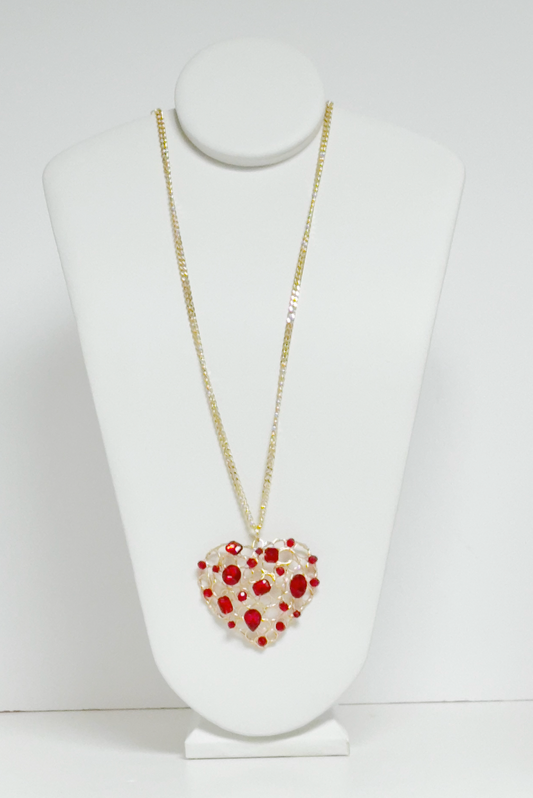 Long Pearl Heart Necklace - Olí