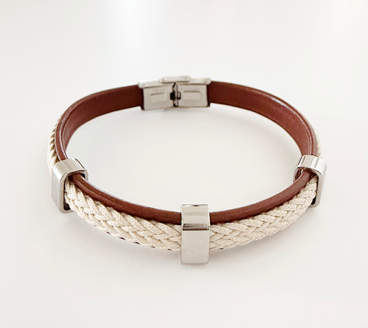 Stainless Steel & Genuine Leather Bracelet – Ivoire