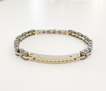 Pulsera negra, plateada y dorada - Marfil