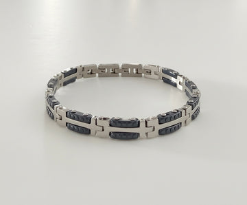Pulsera de acero inoxidable azul y plata – Marfil