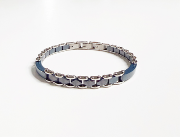 Pulsera de cerámica azul y plateada - Marfil