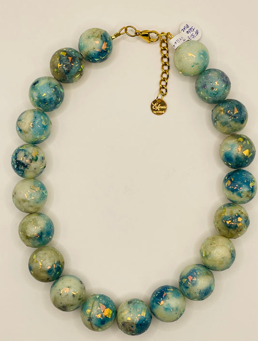 JULIET BLUE JADE NECKLACE WITH GOLD FLAKES