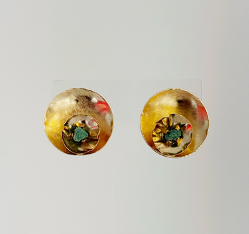 Pendientes de esmeralda en forma de círculo de oro - Enigma