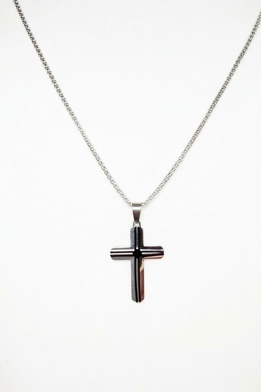 Chain with Black & Silver Cross - Ivoire