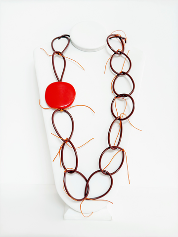Collar de PVC de cadena marrón rojiza - Marcella Duce