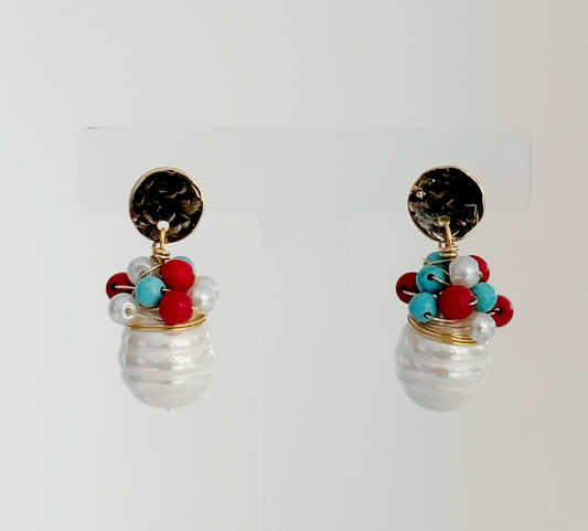 Bead Dangle Earrings with Wrapped Beads - Enigma