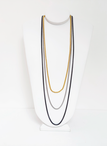 Collar largo de tres capas con negro y plata - Esferas