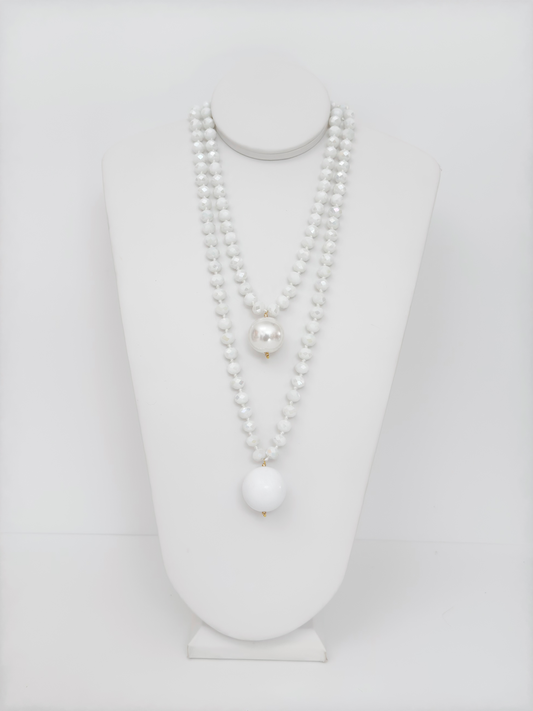 Rondelle Dual Sphere Necklace - Cameo