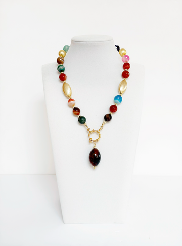 Collar con colgante de ágata y cuentas indias - Esferas