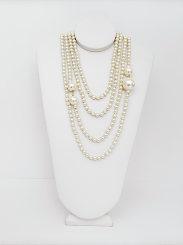Convertible Pearl Wrap Necklace - Cameo