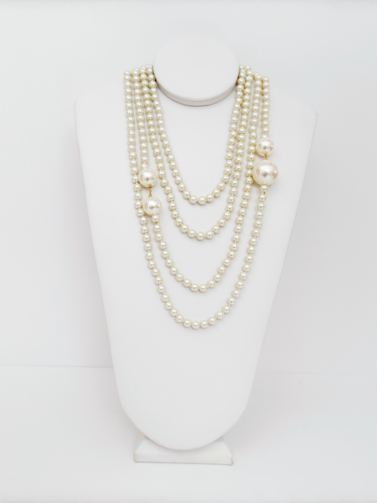 Convertible Pearl Wrap Necklace - Cameo