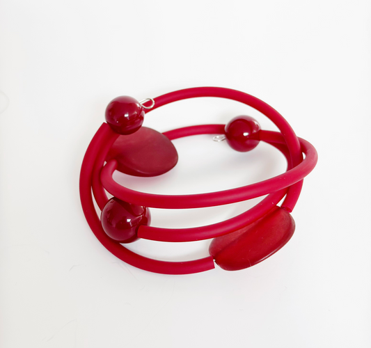 Red PVC Spiral Bracelet - Marcella Duce