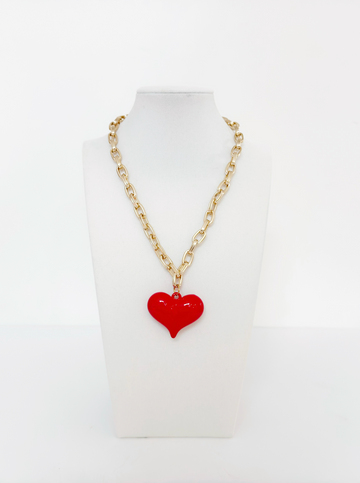 Resin Heart Gold Chain Necklace - Esferas