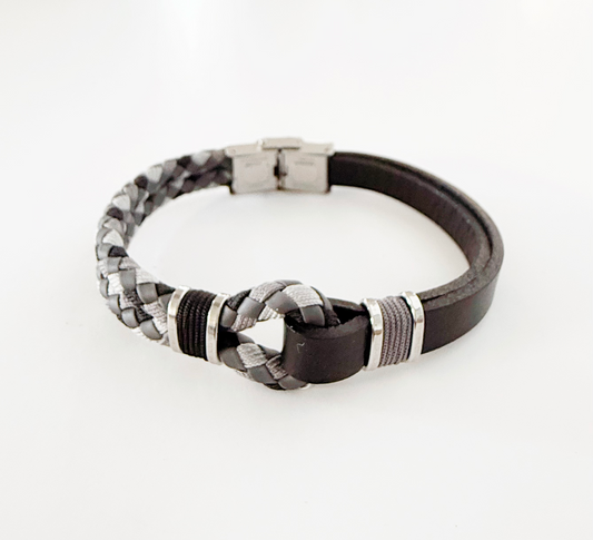 Stainless Steel & Genuine Leather Bracelet – Ivoire