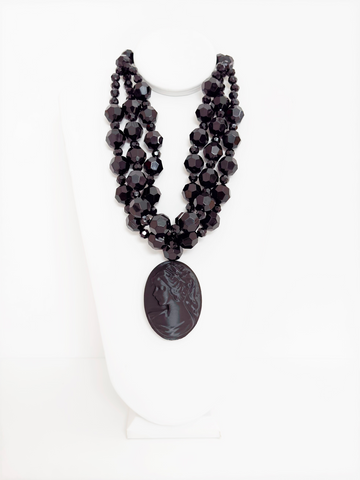 Midnight Cameo Statement Necklace - Cameo