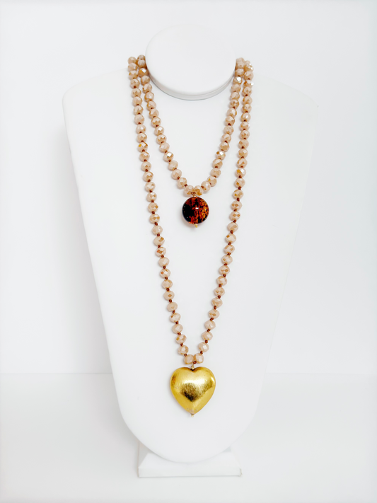 Collar Rondelle Corazón Dorado - Camafeo