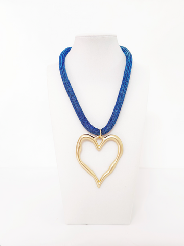 Gold Heart Pendant on Cord Necklace - Esferas