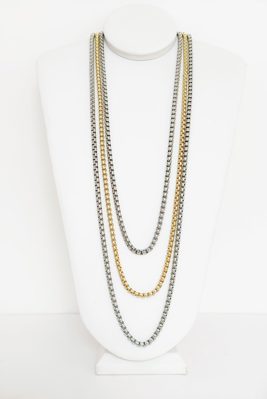 Long Three Layers Chain Necklace - Esferas