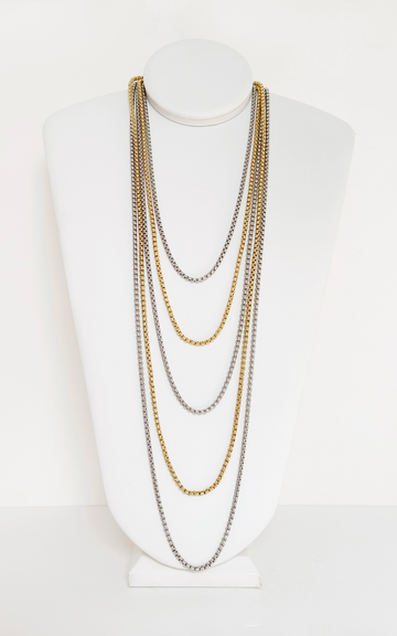 Five Layers Gold and Silver Chain Necklace - Esferas