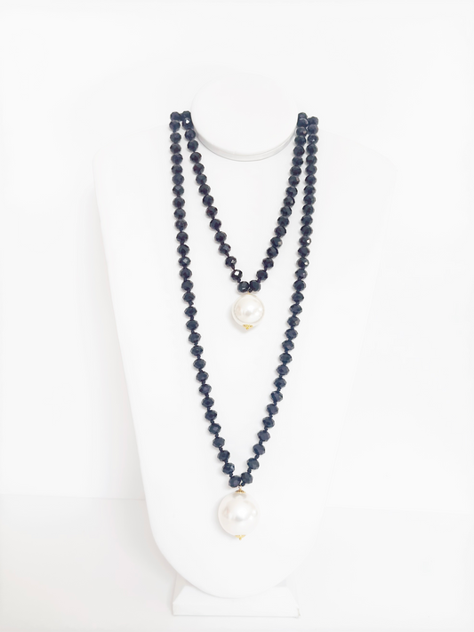 Rondelle Dual Sphere Necklace - Cameo