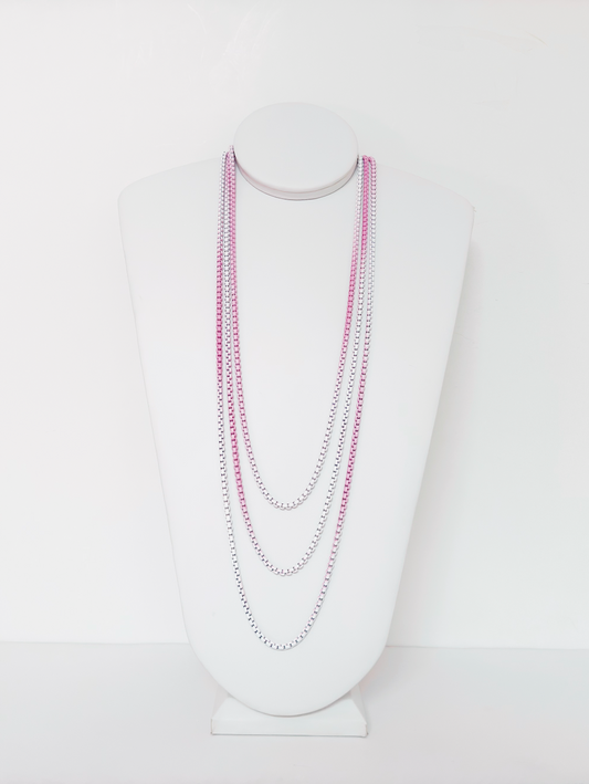 Endless White and Pink Shadows Chain Necklace - Esferas