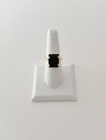 Black Onyx Small Rectangular Ring - Enigma