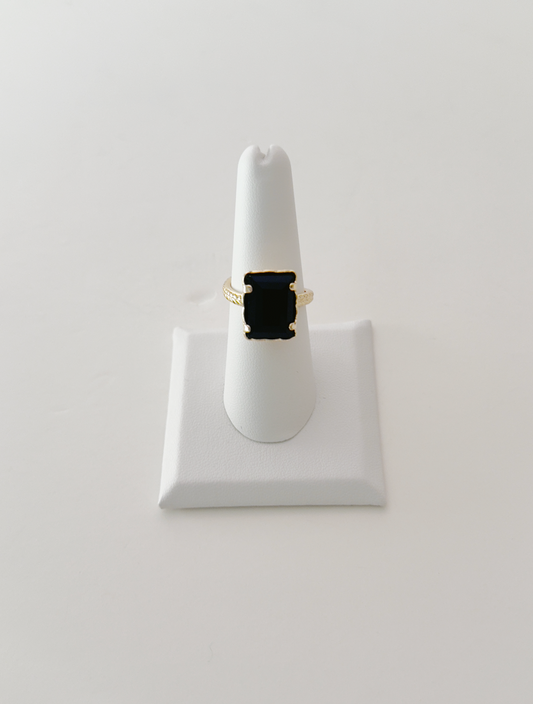 Black Onyx Small Rectangular Ring - Enigma