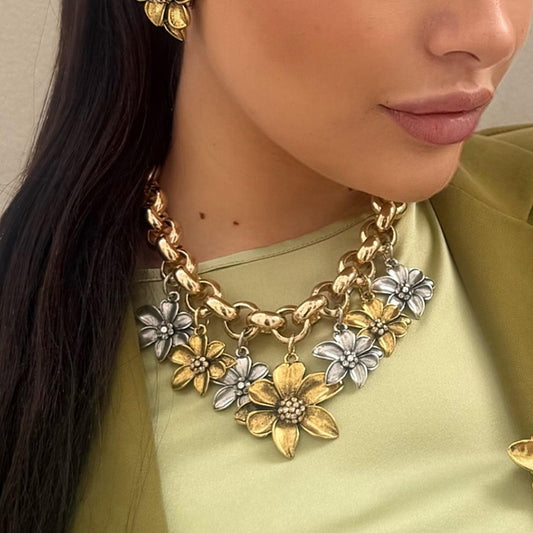 Golden Blossom Statement Necklace - Bijoux Espresso