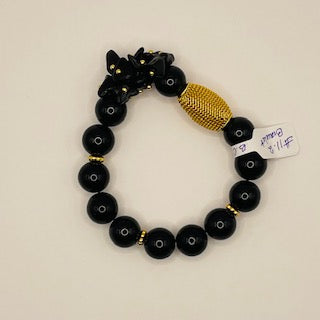 BLACK ONYX WITH GOLD GOLD BEADS BRACELET