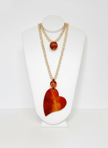 Rondelle Heart Necklace - Cameo