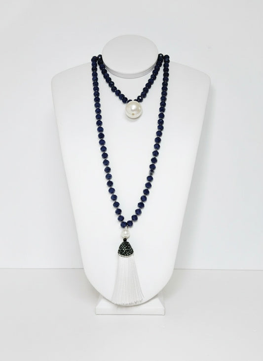 Rondelle Tassel Necklace - Cameo