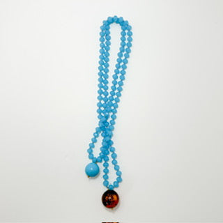 COLLAR CAMEO AZUL Y ESFERAS AZUL Y AMBAR