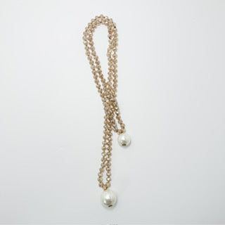 CAMEO COLLAR 2 VUELTAS COLOR CHAMPAGNE Y ESFERAS EN PERLAS