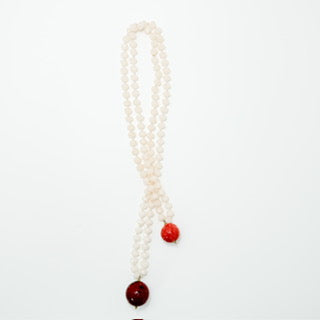 COLLAR CAMEO ITALIANO CREMA Y ESFERAS ROJA Y NARANJA